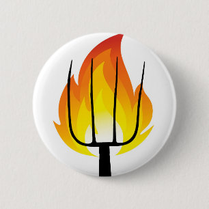 Torch and Pitchfork 6 Cm Round Badge