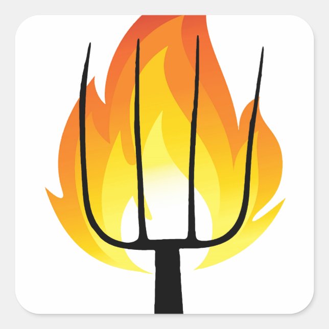 Torch and Pitchfork Square Sticker (Front)