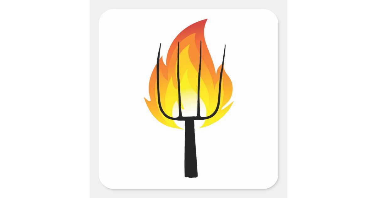 Torch and Pitchfork Square Sticker Zazzle