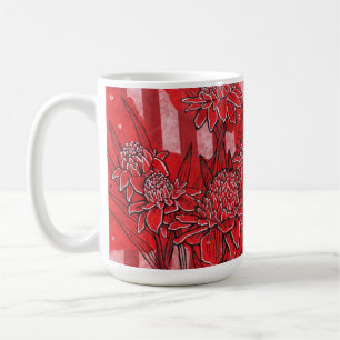 Torch Ginger Lily, Red Flowers Tropical Floral Art Coffee Mug