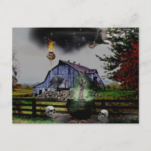 *~* Torch Hand Skulls HALLOWEEN Postcard