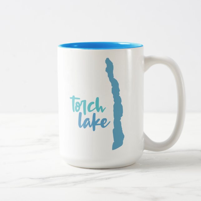 Torch Lake, Kalkaska County, Michigan Two-Tone Coffee Mug (Right)