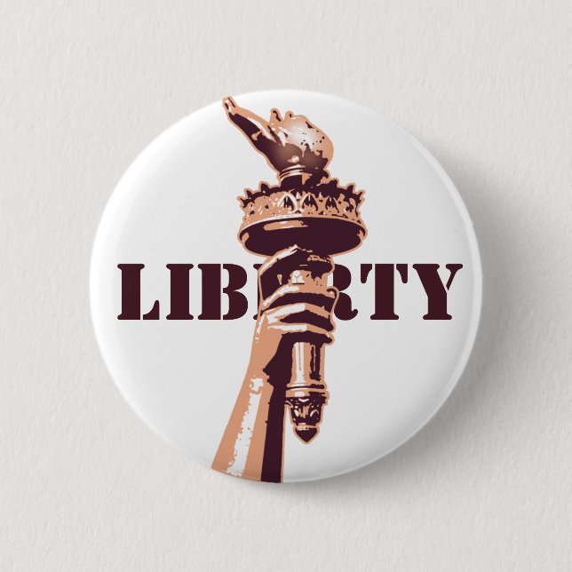 Torch of Liberty 6 Cm Round Badge (Front)