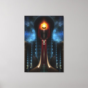 Torch Stone Tower Fractal Art Wrapped Canvas Print