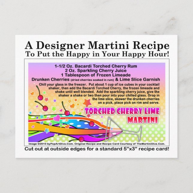 Torched Cherry Lime Martini Recipe Postcard (Front)