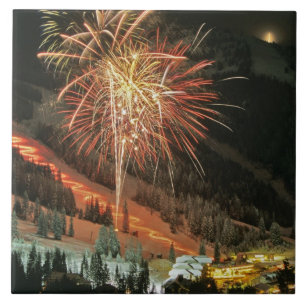 Torchlight parade and fireworks during Winter Tile
