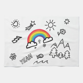 Torchon patterns tags rainbow tea towel