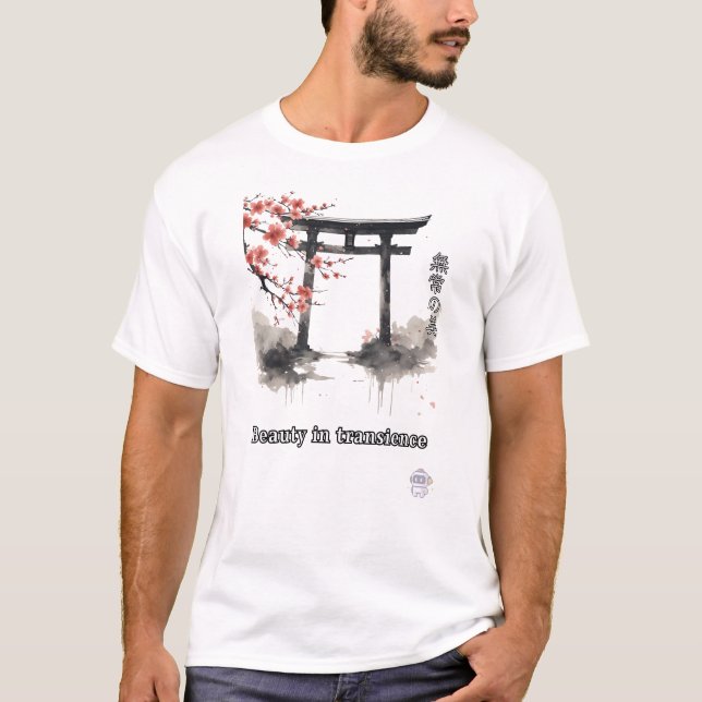 Torii Gate Sakura Watercolor Artwork T-Shirt (Front)