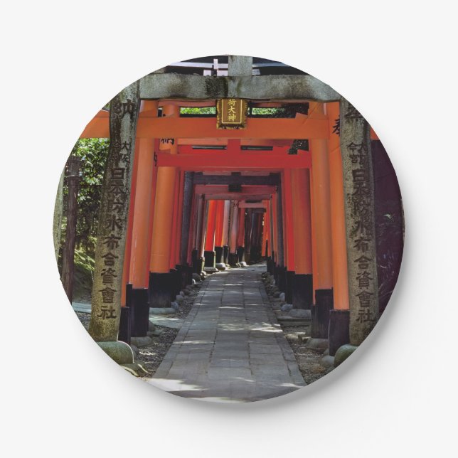 Torii gates - Kyoto, Japan, Asia Paper Plate (Front)