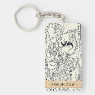 Torii Kiyomasu  dancing beauty japanese lady ink Key Ring