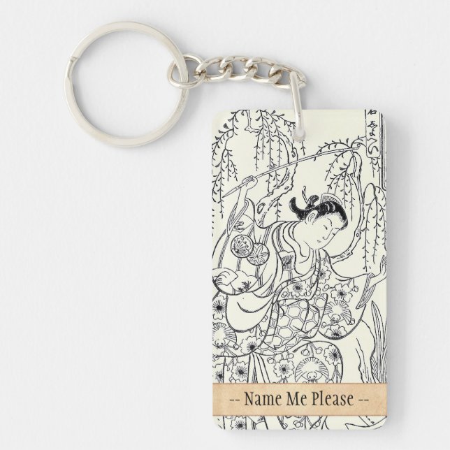 Torii Kiyomasu  dancing beauty japanese lady ink Key Ring (Front)