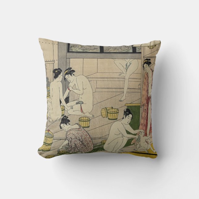 Torii Kiyonaga bathhouse women Cushion (Front)