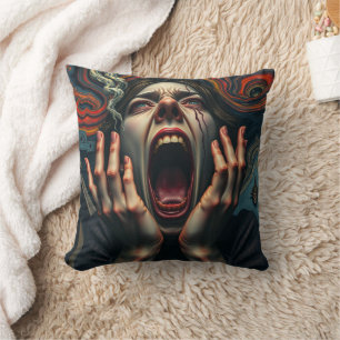 Tormented Woman Haunting Scream Cushion
