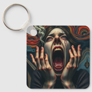 Tormented Woman Haunting Scream Key Ring