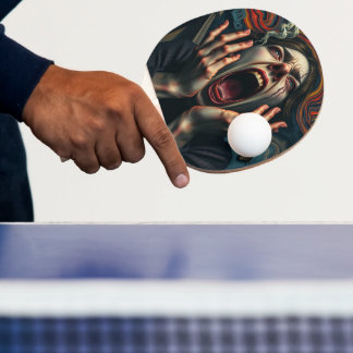 Tormented Woman Haunting Scream Ping Pong Paddle