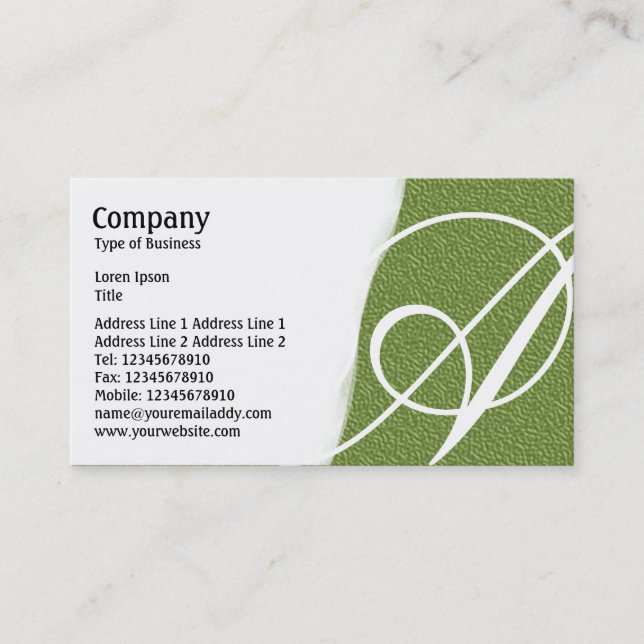 Torn Away - Green Embossed Texture Business Card (Front)