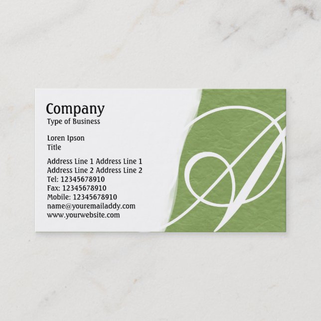 Torn Away - Green Rough Paper Texture Business Card (Front)