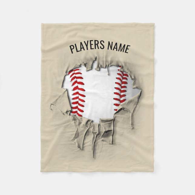 Torn Baseball Fleece Blanket (Front)