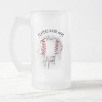 Torn Baseball Frosted Glass Beer Mug