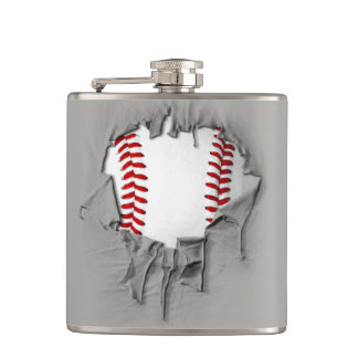 Torn Baseball Hip Flask