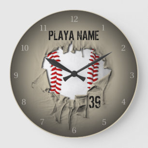 Torn Baseball Large Clock