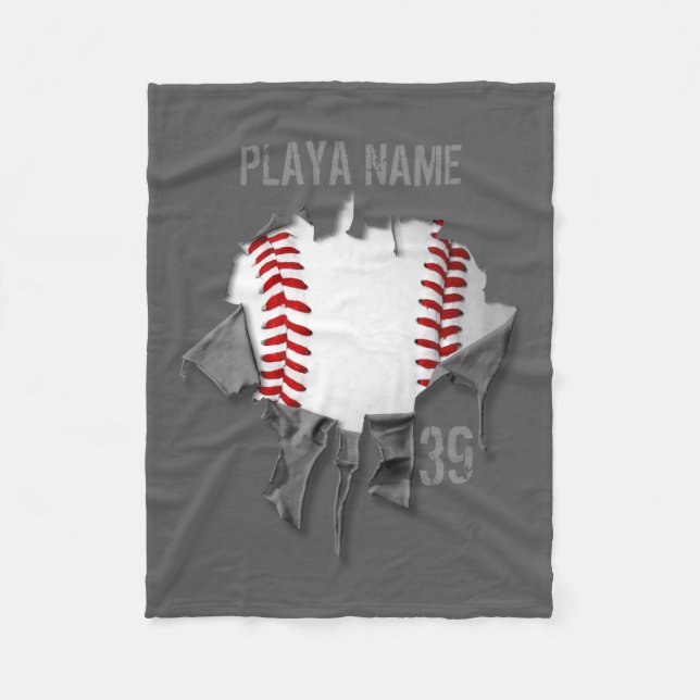 Torn Baseball (personalised) Fleece Blanket (Front)