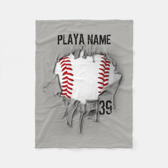 Torn Baseball (personalised) Fleece Blanket (Front)