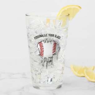 Torn Baseball (Personalised) Glass