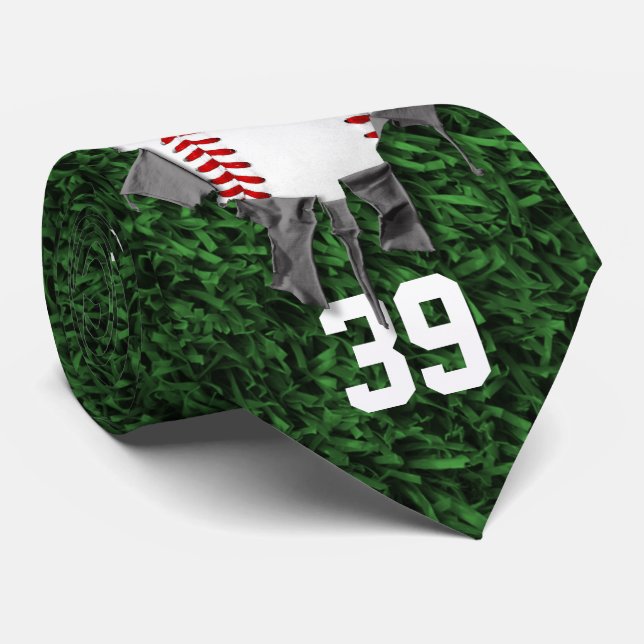 Torn Baseball (personalised) Tie (Rolled)