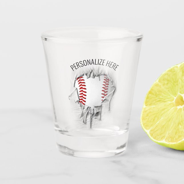 Torn Baseball Shot Glass (Front)