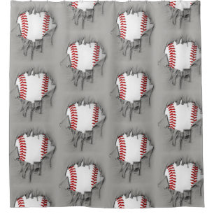 Torn Baseball Shower Curtain