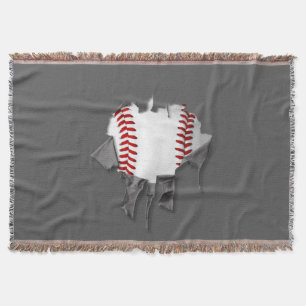 Torn Baseball Throw Blanket