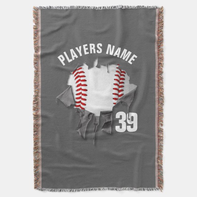 Torn Baseball Throw Blanket (Front Vertical)