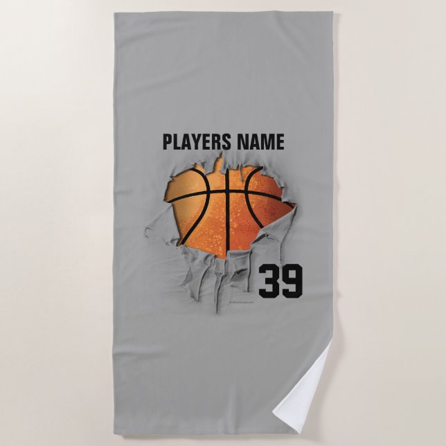 Torn Basketball Beach Towel (Front)