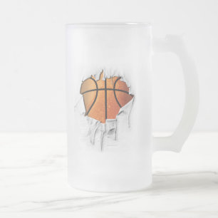 Torn Basketball Frosted Glass Beer Mug