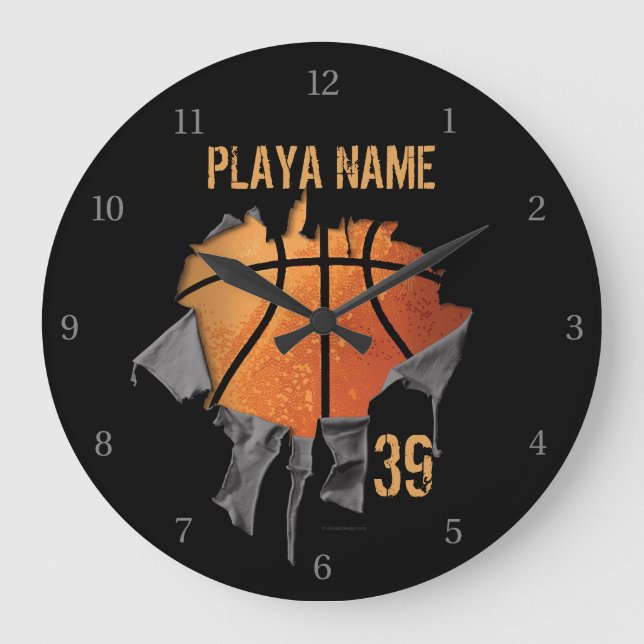 Torn Basketball Large Clock (Front)