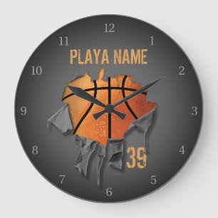 Torn Basketball Large Clock