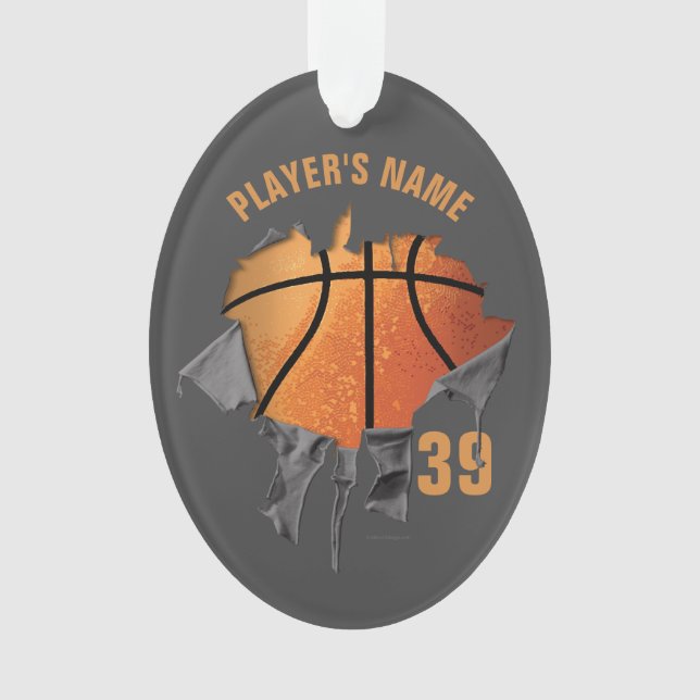 Torn Basketball Ornament (Front)