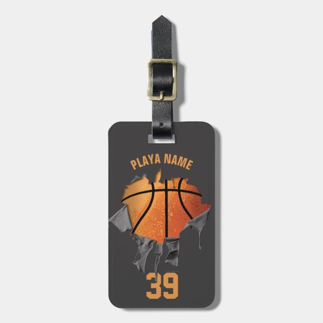 Torn Basketball (Personalised) Luggage Tag (Front Vertical)
