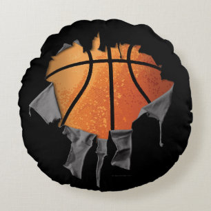 Torn Basketball Round Cushion