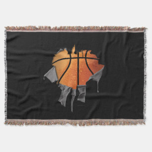 Torn Basketball Throw Blanket