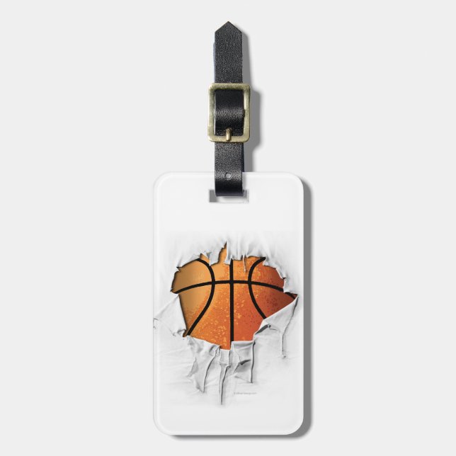 Torn Basketball White Luggage Tag (Front Vertical)
