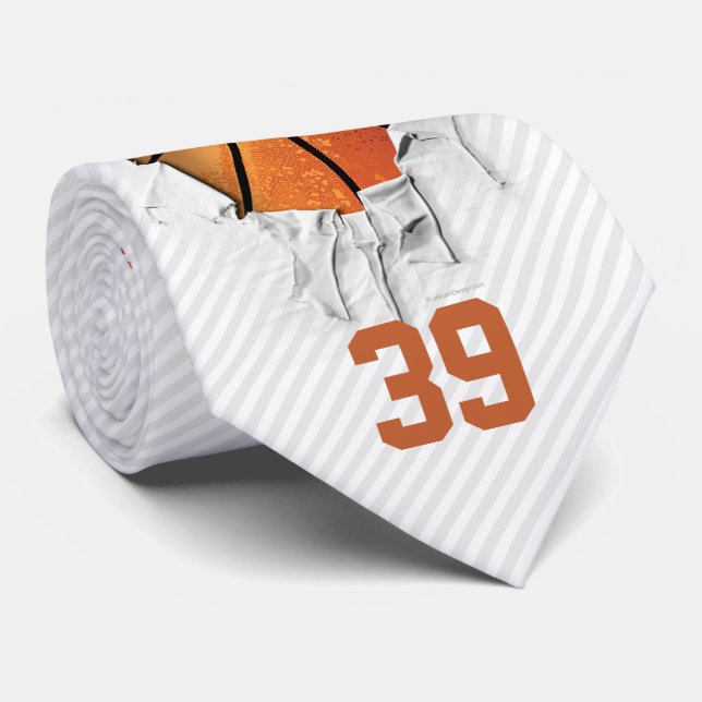 Torn Basketball (white/personalised) Tie (Rolled)