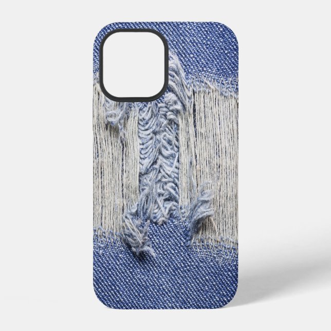 Torn blue denim: jeans texture. iPhone case (Back)