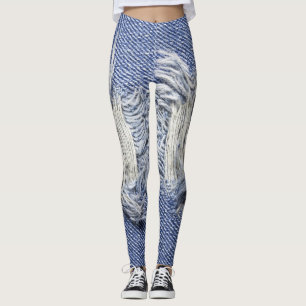 Torn blue denim: jeans texture. leggings