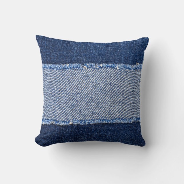 Torn denim: blue jeans fabric. cushion (Front)
