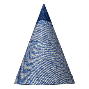 Torn denim: blue jeans fabric. party hat