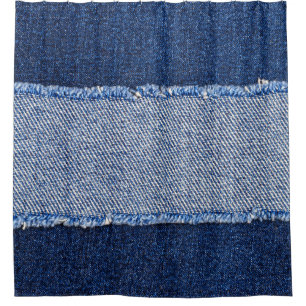 Torn denim: blue jeans fabric. shower curtain