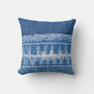 Torn Denim: Double Blue Jeans Frame Cushion