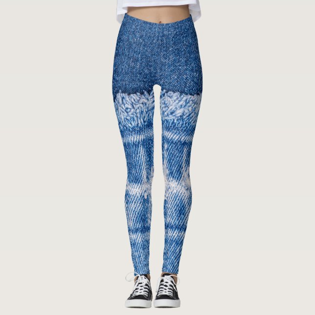 Torn Denim: Double Blue Jeans Frame Leggings (Front)